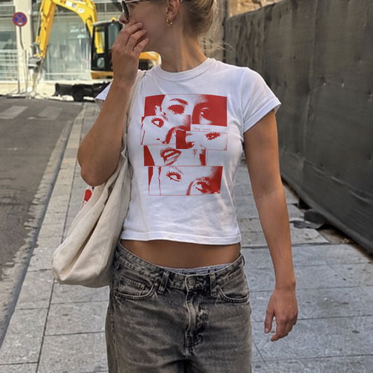 Red Fragments Baby Tee