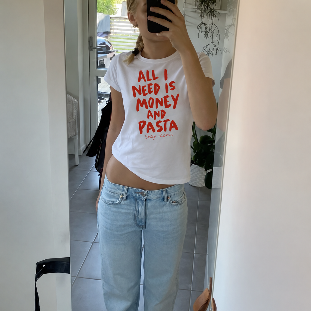 All I Need Is Money And Pasta Baby Tee